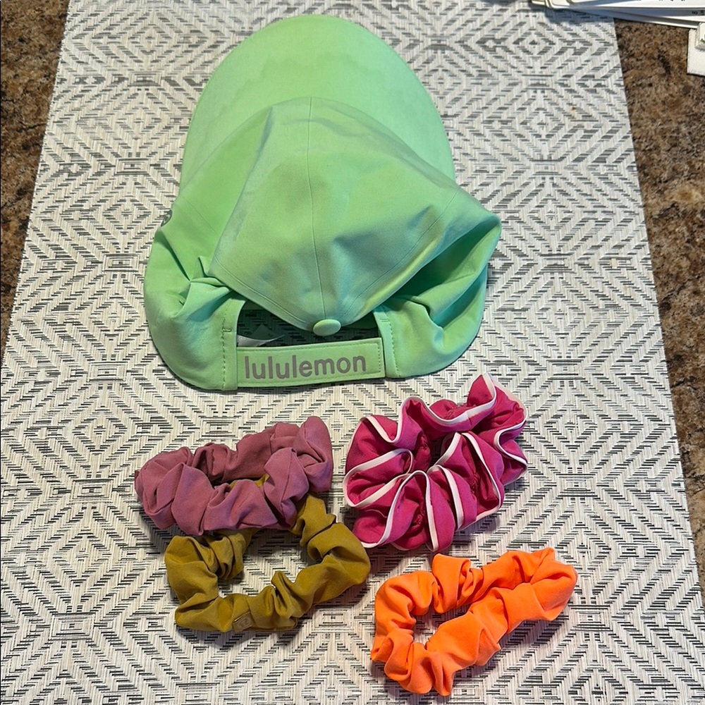 lululemon athletica Green Cap and Colorful Scrunchies Combo!
